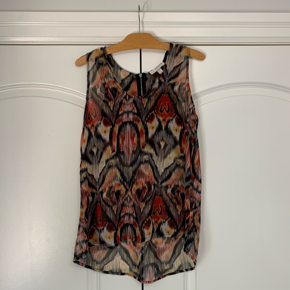 ❤️Kenar Semi Sheer Blouse Black Orange Yellow M